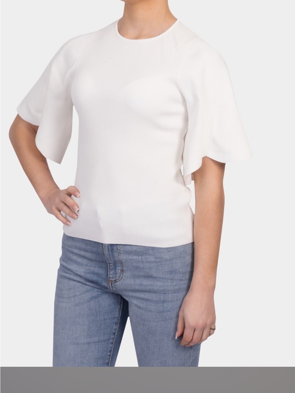 TED BAKER
Womens Hilanee Rib Engineered Top-Cream/Size 1(small/4)